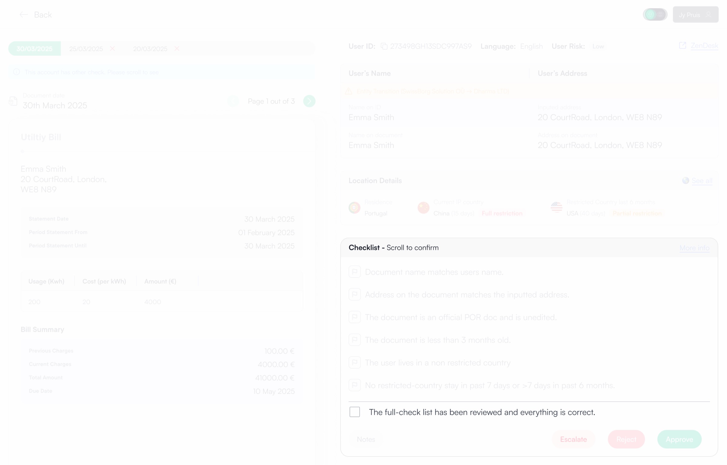 On smaller screens the checklist scrolls, with a final confirmation check at the bottom