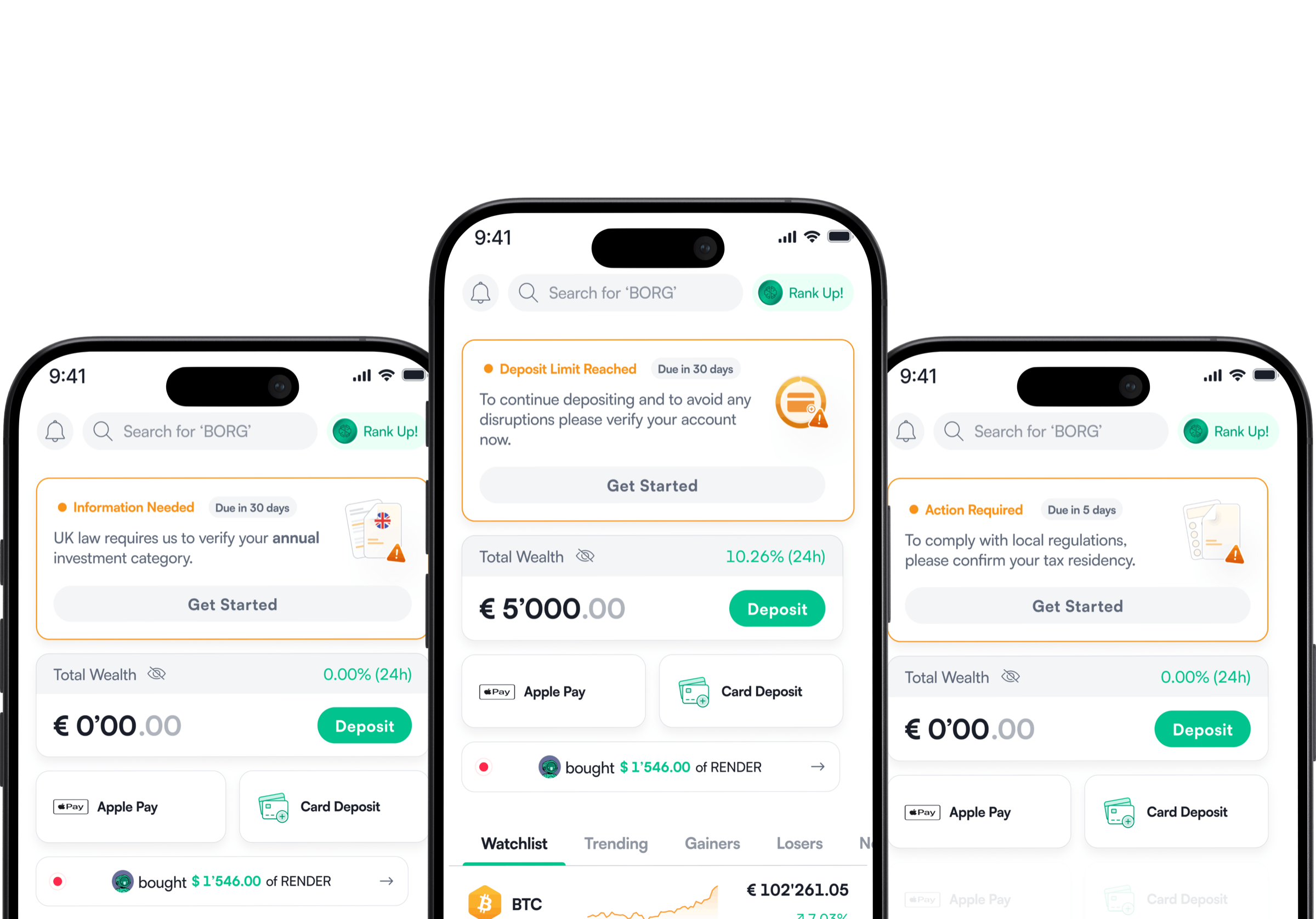 Several KYC widget variants for different compliance requests