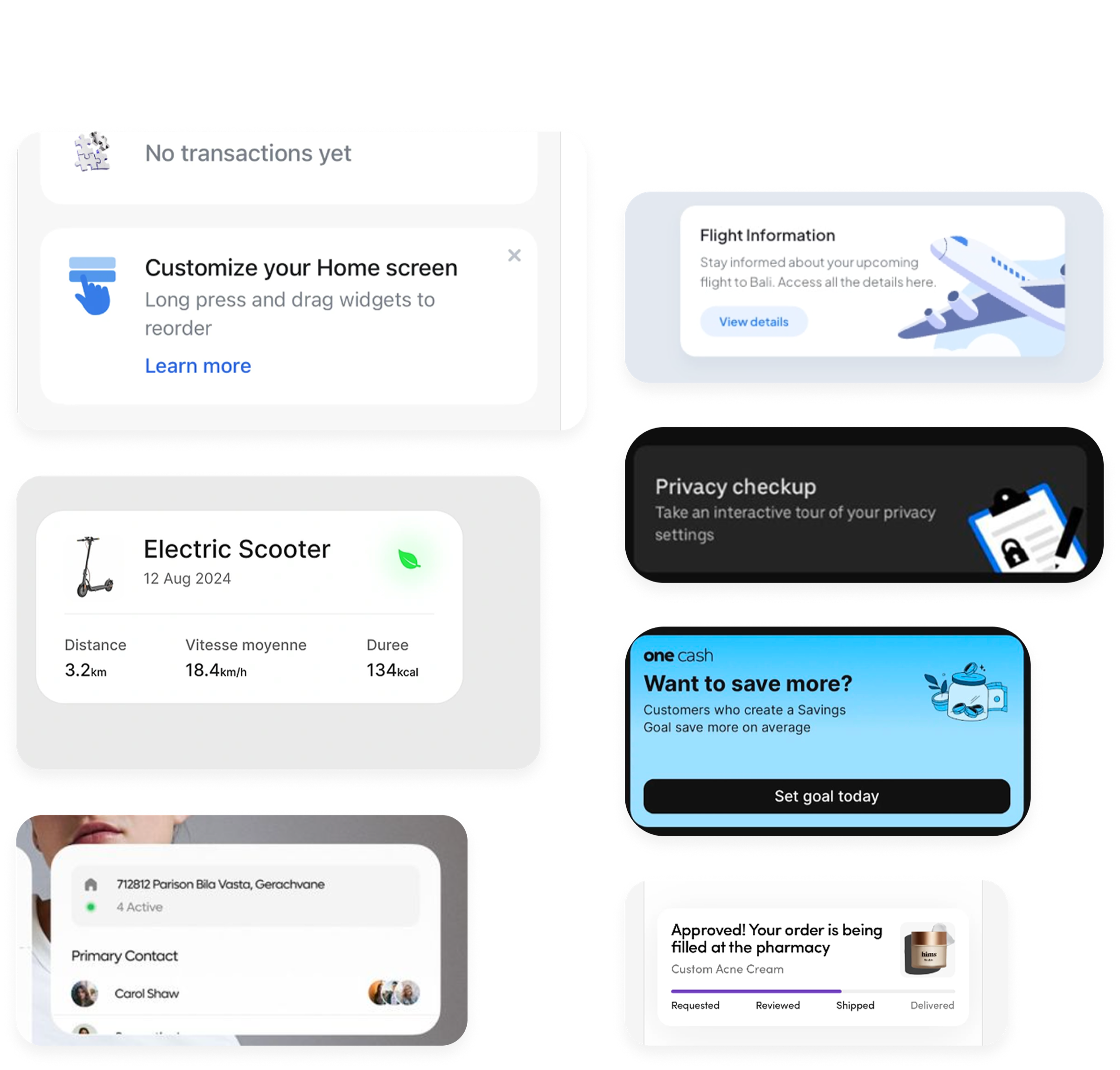 A collage of widget and banner references from other apps